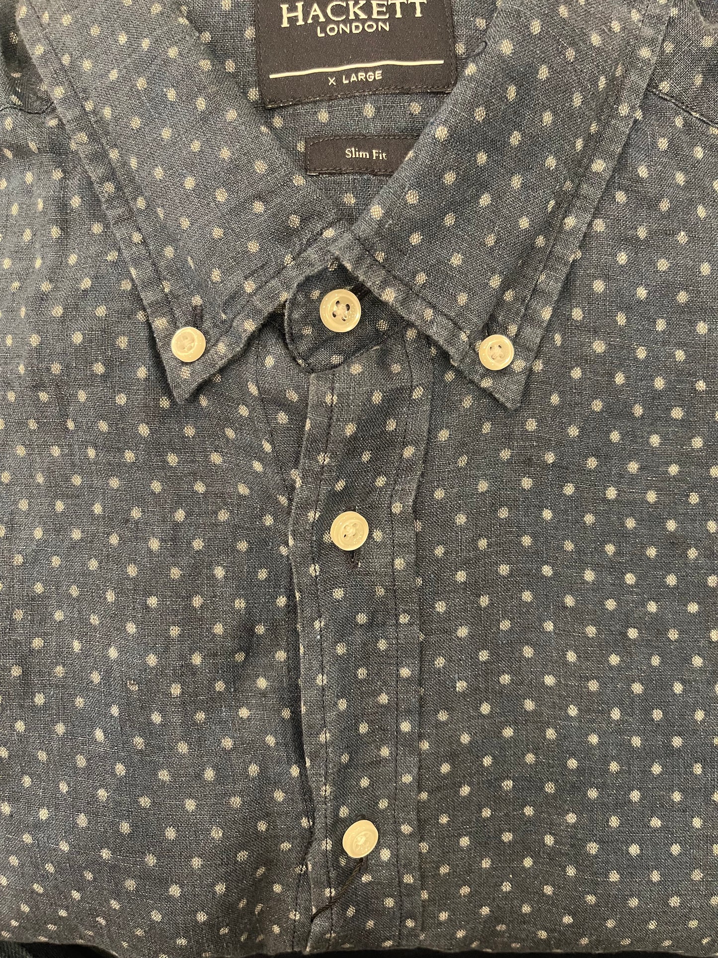 Indigo Polka Dot Print Dress Shirt
