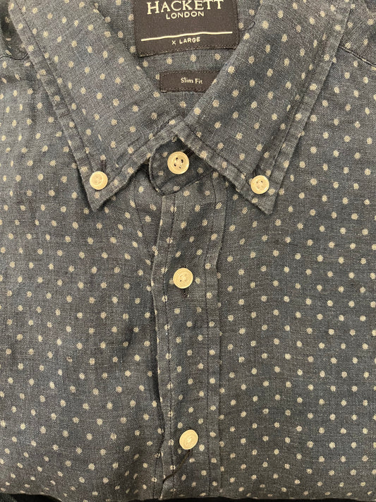 Indigo Polka Dot Print Dress Shirt