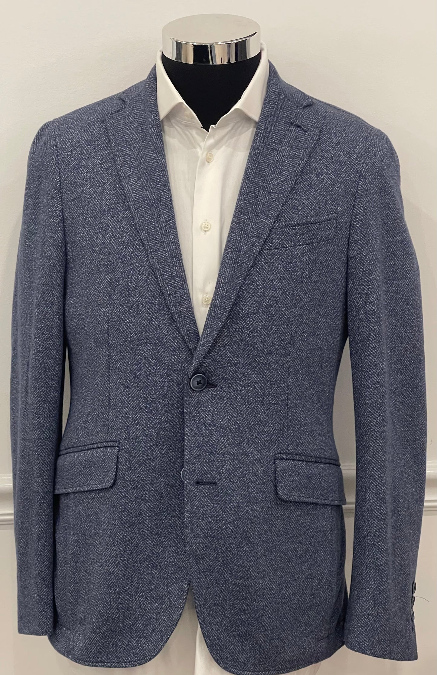 Cotton Knit Herringbone Blazer