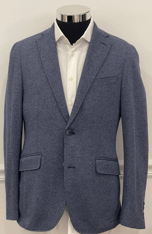 Cotton Knit Herringbone Blazer