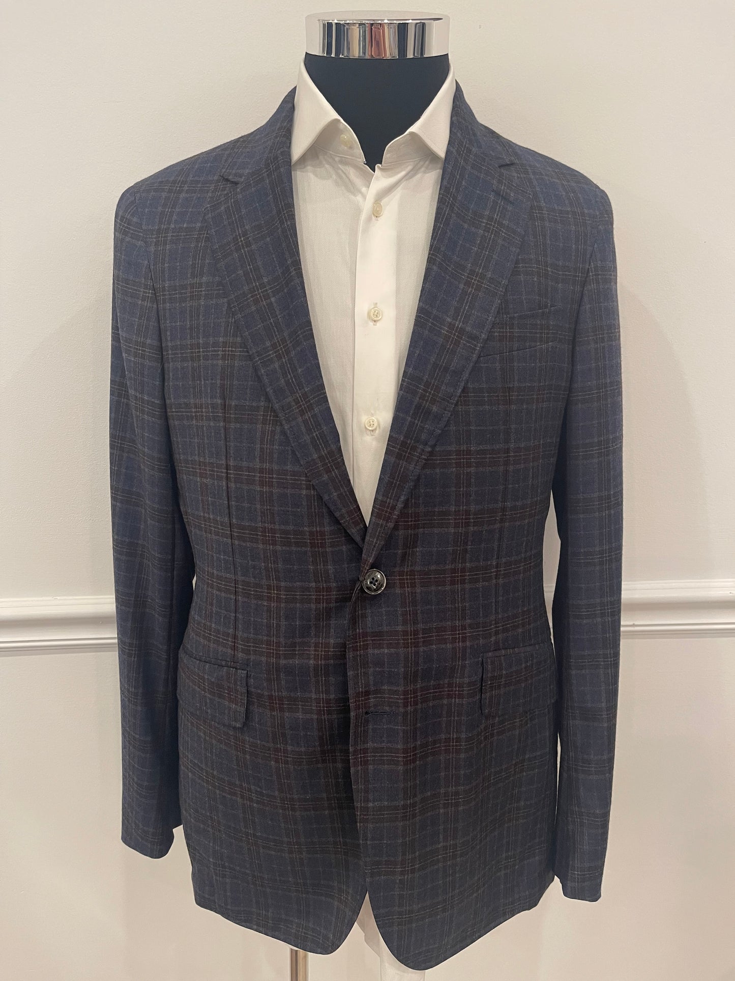 Light Wool Navy Check Blazer