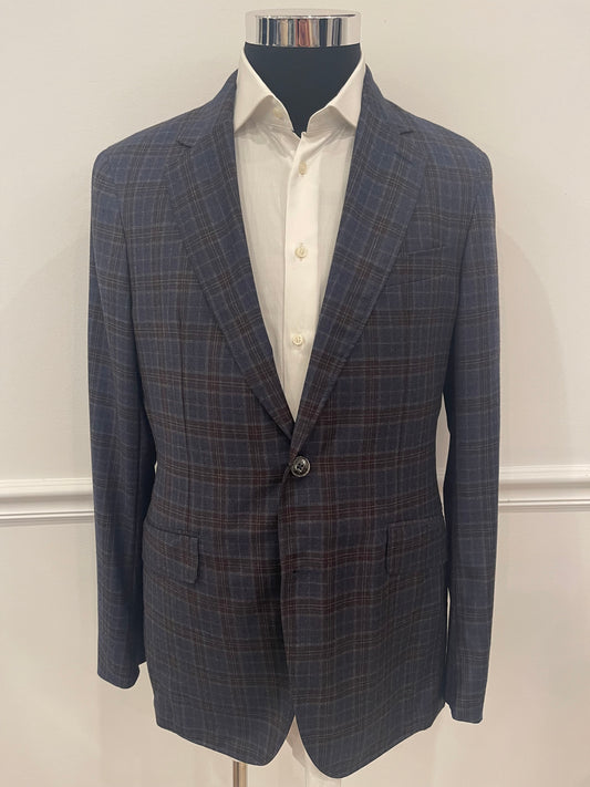 Light Wool Navy Check Blazer