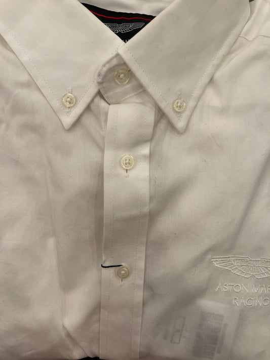 White AMR Placed Stripe Dress Shirt