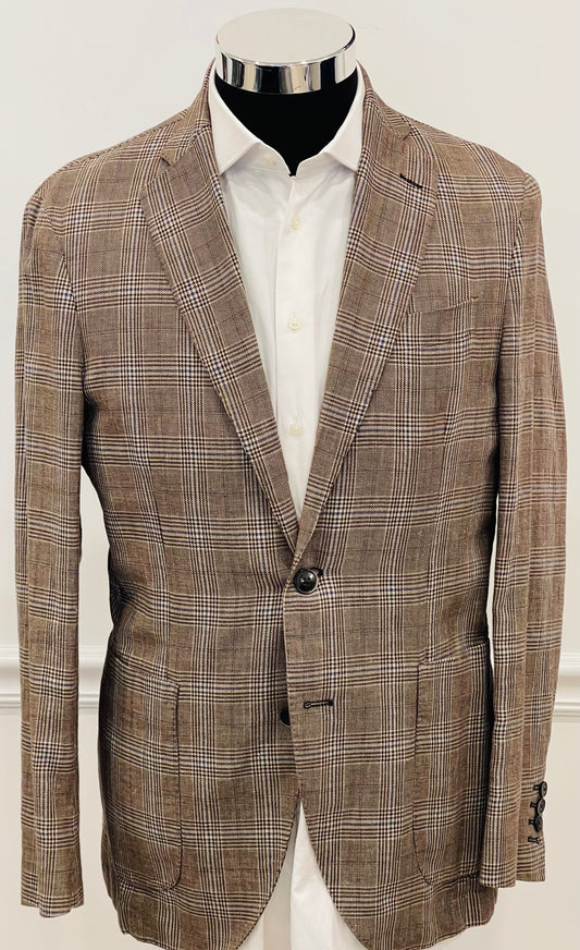 Cotton Linen Washed Check Blazer