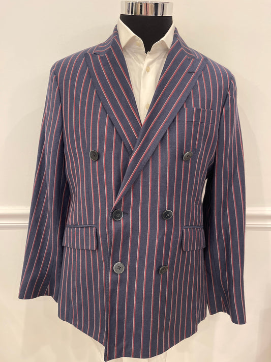 ROBERT NOBLE x Hackett Linen Stripe Double Breasted Blazer